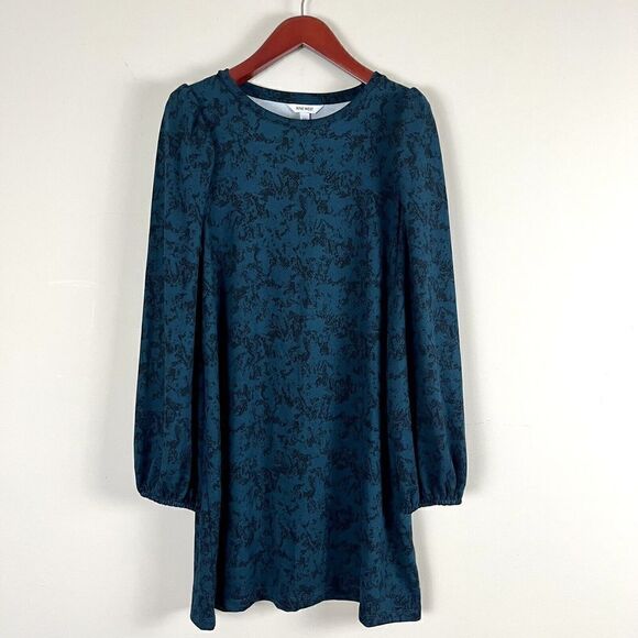 NINE WEST XXL DARK GREEN Black Snake Long Puff Balloon Sleeve Sweater Dress - Picture 2 of 13